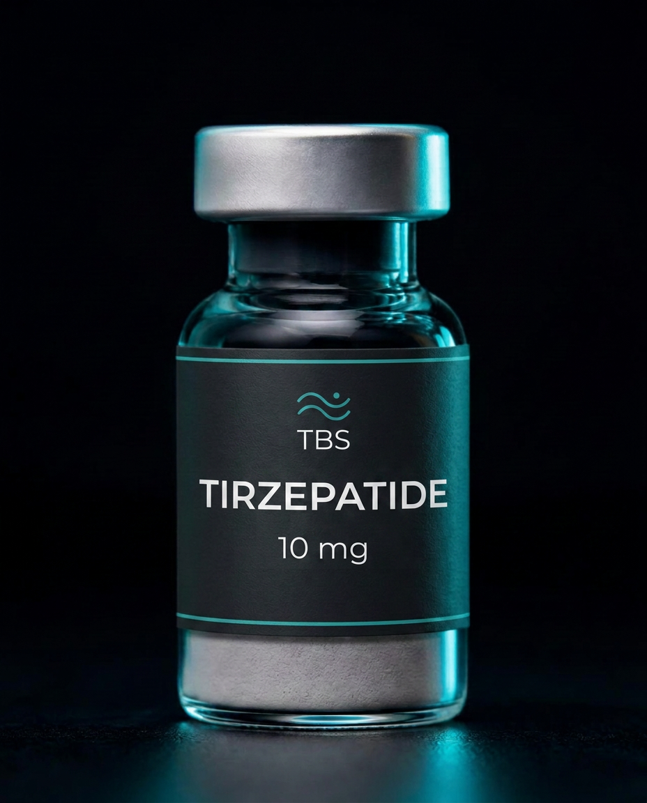 Tirzepatide research peptide vial by Tides Biosciences